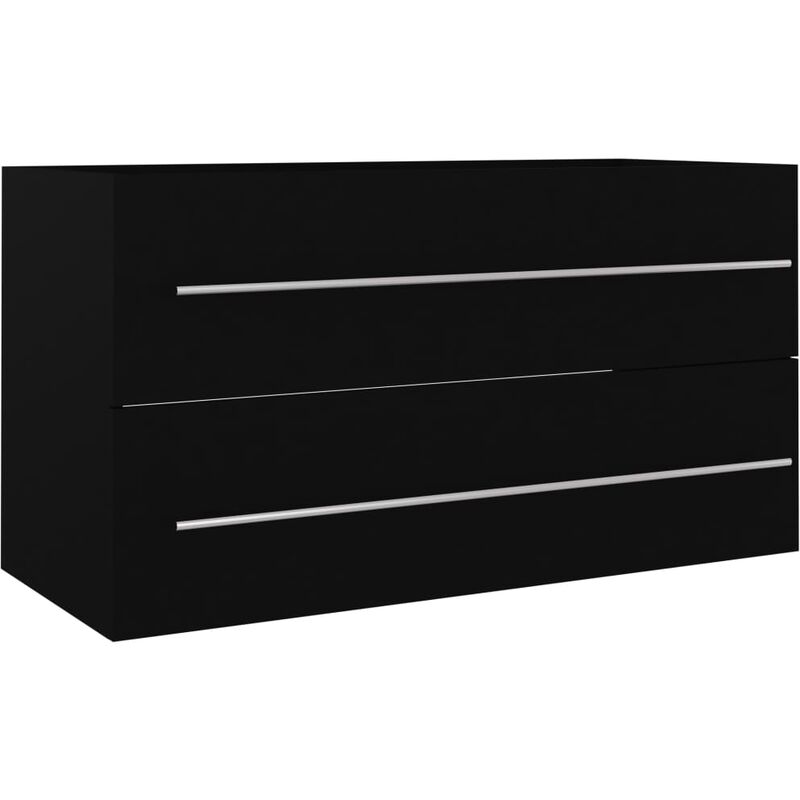 

vidaXL Armario para lavabo aglomerado negro 90x38,5x48 cm - Negro