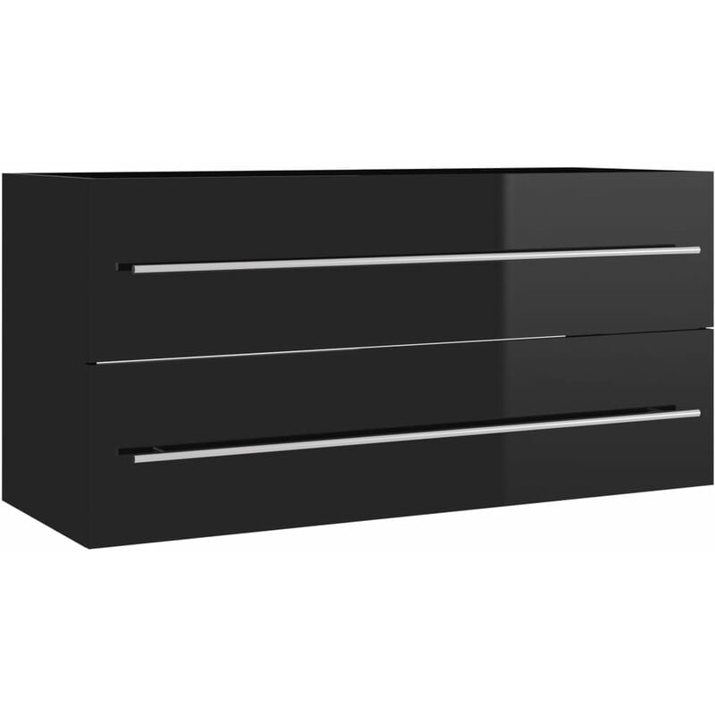

vidaXL Armario para lavabo aglomerado negro brillante 100x38,5x48 cm - Negro