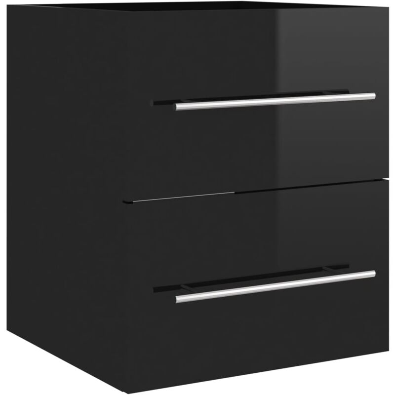 

vidaXL Armario para lavabo aglomerado negro brillante 41x38,5x48 cm - Negro