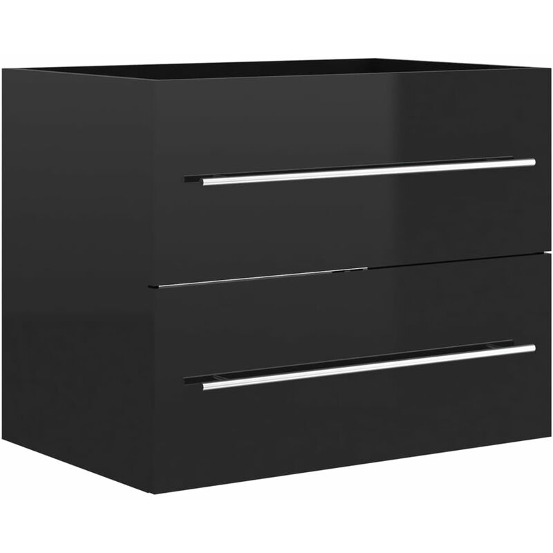 

vidaXL Armario para lavabo aglomerado negro brillante 60x38,5x48 cm - Negro