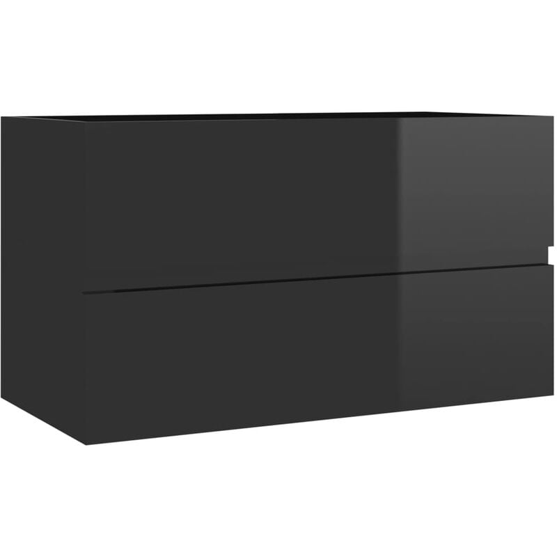 

vidaXL Armario para lavabo aglomerado negro brillante 80x38,5x45 cm - Negro