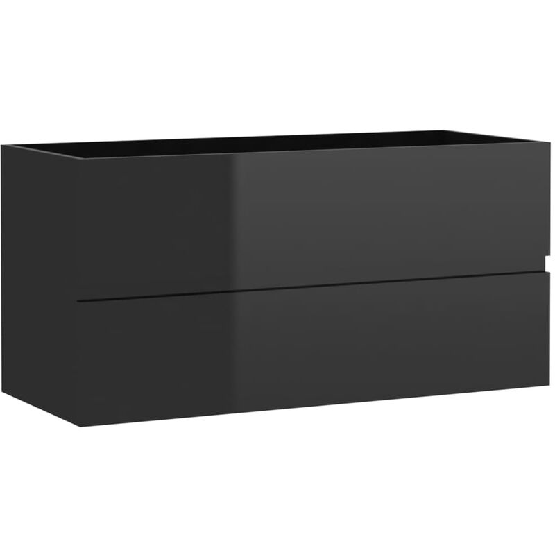 

vidaXL Armario para lavabo aglomerado negro brillante 90x38,5x45 cm - Negro