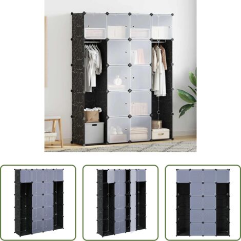 vidaXL Armario para niños -  Armario modular 14 compartimentos negro y blanco 37x146x180,5cm