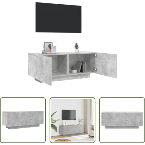 vidaXL Armario para TV -  Mueble para TV contrachapada gris hormigón 100x35x40 cm