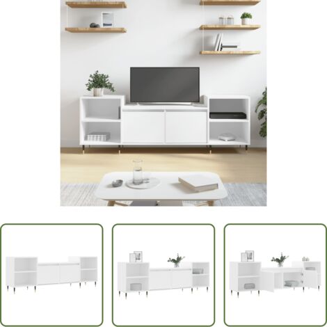 vidaXL Armario para TV -  Mueble para TV madera contrachapada blanco 160x35x55 cm