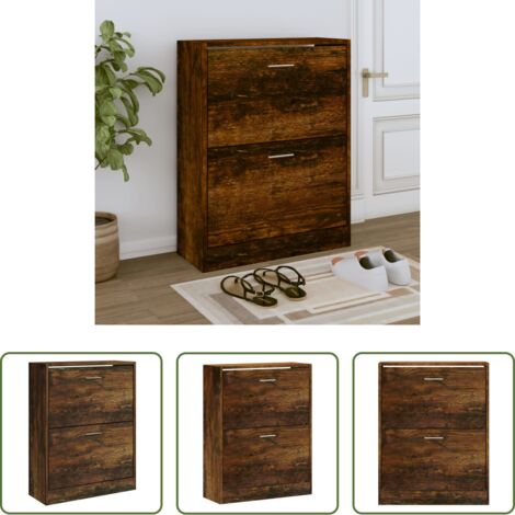 vidaXL Armario para zapatos -  Mueble zapatero madera contrachapada roble ahumado 63x24x81 cm