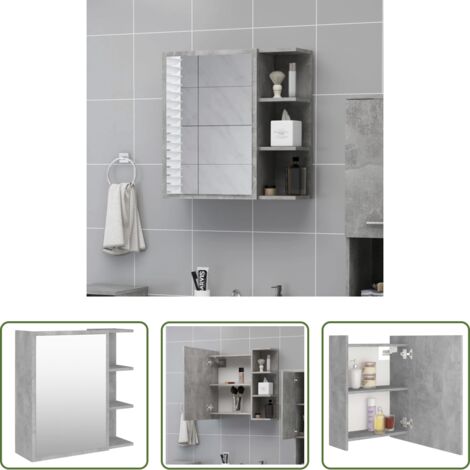 vidaXL Armario pared -  Armario espejo baño contrachapada gris hormigón 62,5x20,5x64 cm