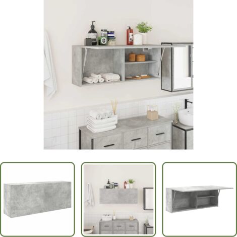 vidaXL Armario pared -  Mueble pared baño madera ingeniería gris hormigón 100x25x40 cm