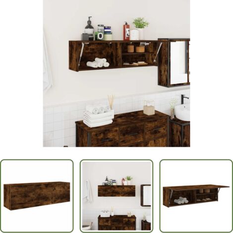 vidaXL Armario pared -  Mueble pared baño madera ingeniería roble ahumado 100x25x30cm