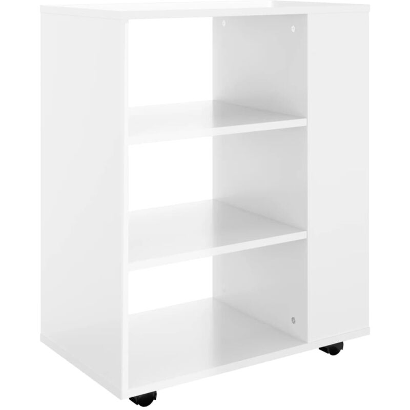 

vidaXL Armario con ruedas de aglomerado 60x35x75 cm blanco con brillo - Blanco