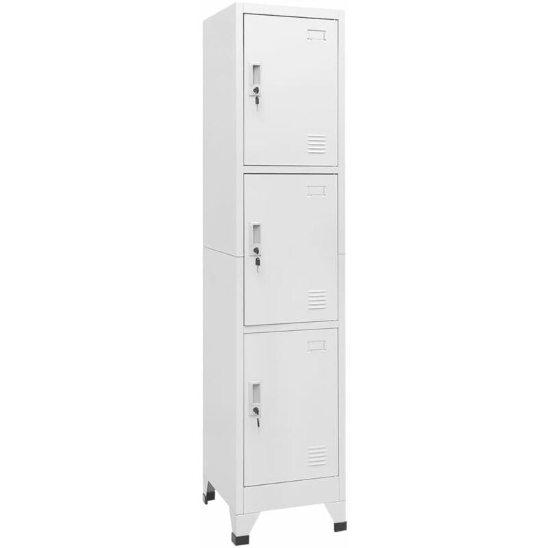 

Armario Taquilla 38x45x180 cm con 3 Compartimentos - Gris - Vidaxl