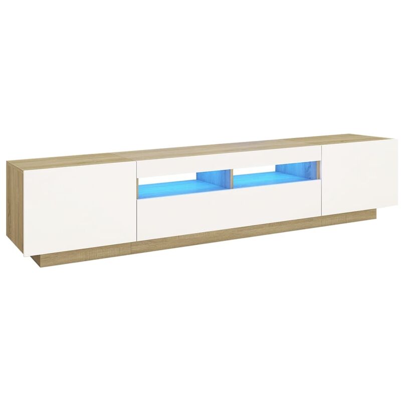 

Vidaxl - Armario TV con luces LED blanco y roble Sonoma 200x35x40 cm - Blanco