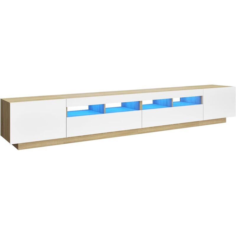 

Armario TV con luces LED blanco y roble Sonoma 260x35x40 cm - Beige - Vidaxl