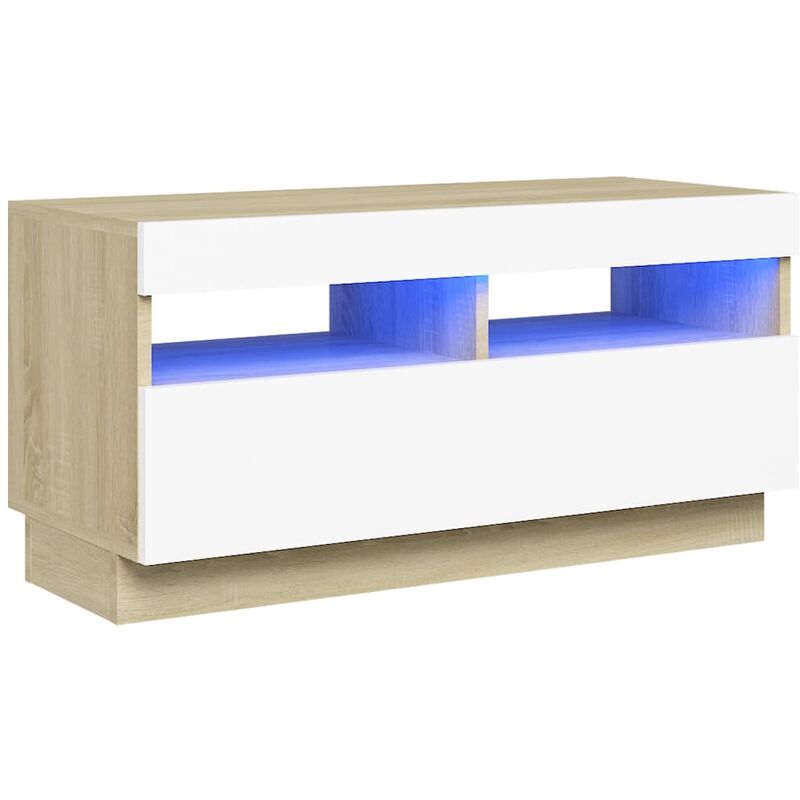 

Armario TV con luces LED blanco y roble Sonoma 80x35x40 cm - Blanco - Vidaxl