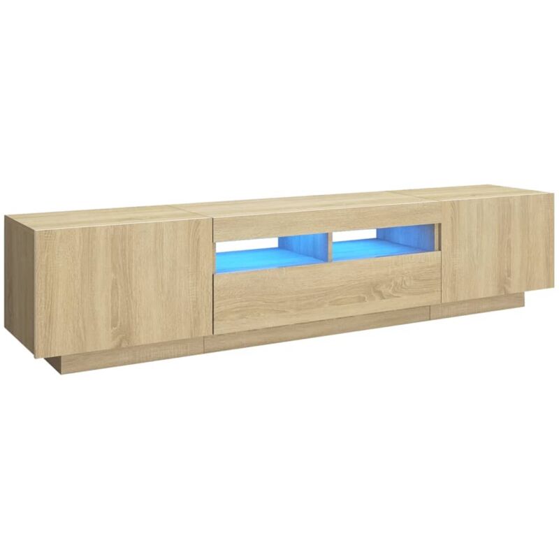 

vidaXL Armario TV con luces LED color roble Sonoma 180x35x40 cm - Marrón