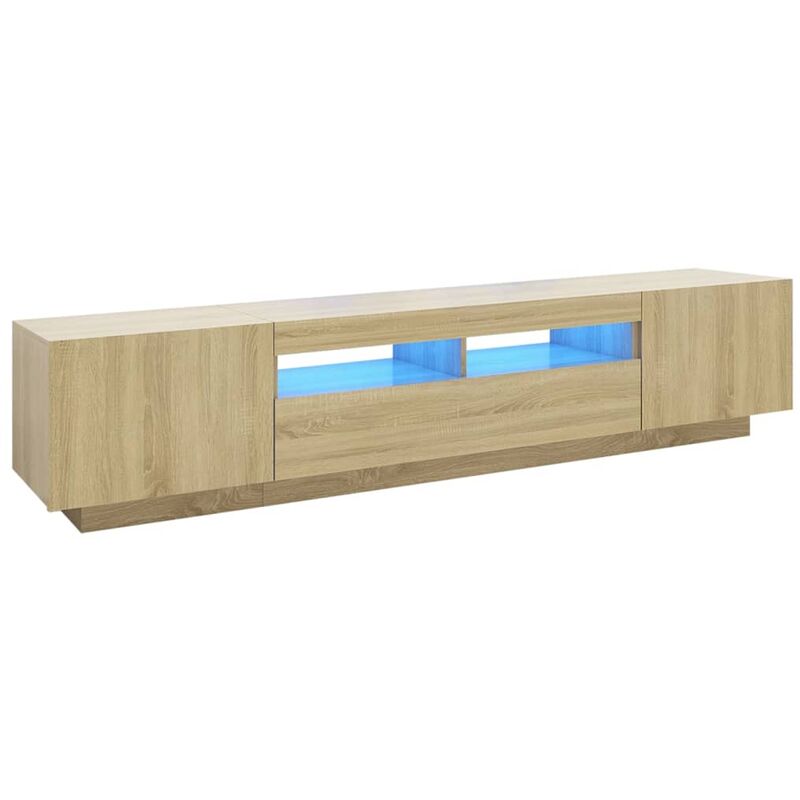 

vidaXL Armario TV con luces LED color roble Sonoma 200x35x40 cm - Marrón