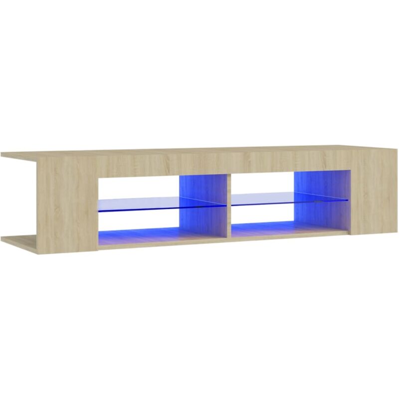 

vidaXL Armario TV con luces LED roble Sonoma 135x39x30 cm - Marrón