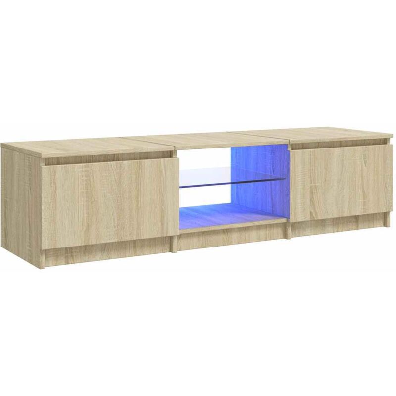 

vidaXL Armario TV con luces LED roble Sonoma 140x40x35,5 cm - Marrón