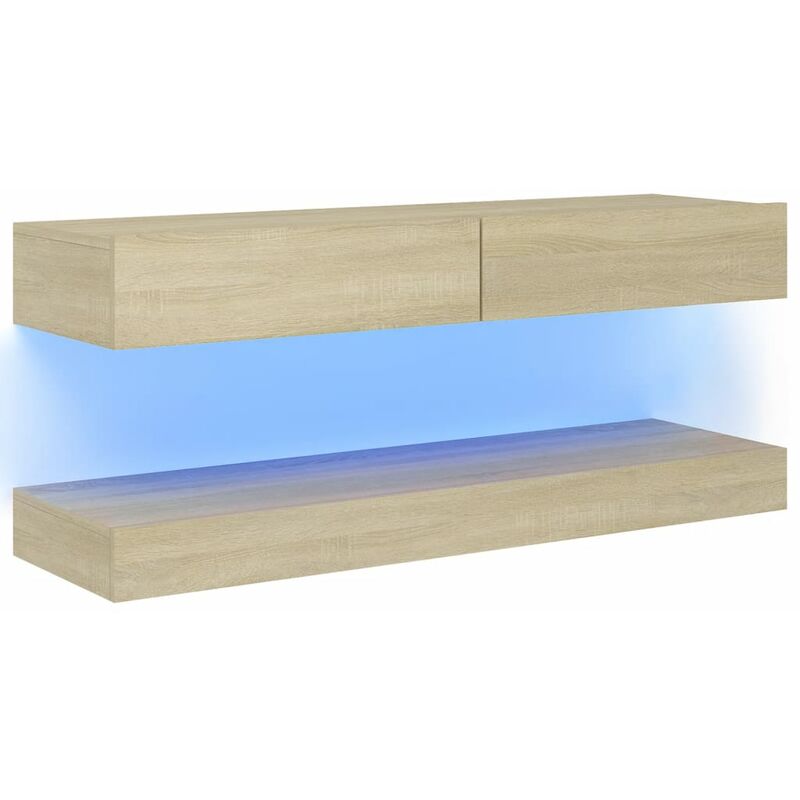 

vidaXL Armario TV con luces LED Sonoma roble 120x35 cm - Marrón