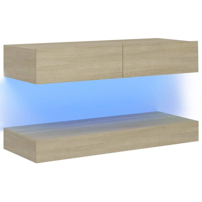 

Armario TV con luces LED Sonoma roble 90x35 cm - Marrón - Vidaxl