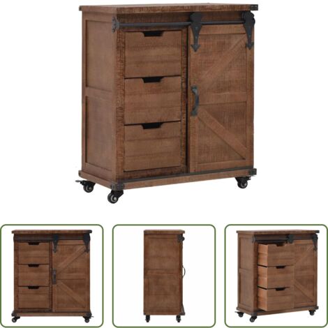 vidaXL Armario vintage -  Mueble de almacenaje madera maciza abeto marrón 64x33,5x75 cm