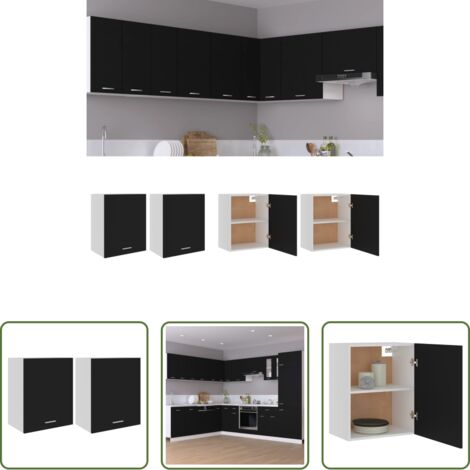 vidaXL Armarios colgantes -  Armarios colgantes "Lyon" (2 unidades), color negro, 50 x 31 x 60 cm, madera de ingeniería