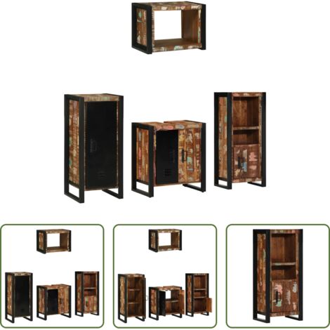 vidaXL Armarios de baño -  Juego de muebles de baño 4 pcs Madera sólida recuperada