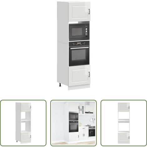 vidaXL Armarios de cocina -  Armarios para horno (2 unidades) "Kalmar" de madera de ingeniería blanca brillante