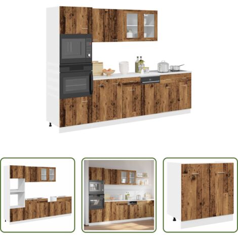 vidaXL Armarios de cocina de 7 piezas -  Conjunto de armarios de cocina de 7 piezas "Lyon" de, madera de ingeniería envejecida