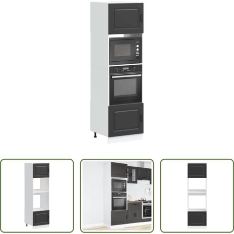 vidaXL Armarios de ingeniería -  Armarios para horno (2 unidades) "Kalmar" de madera de ingeniería negra