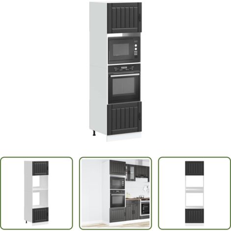 vidaXL Armarios de ingeniería -  Armarios para horno 2 unidades "Lucca" de madera de ingeniería negra