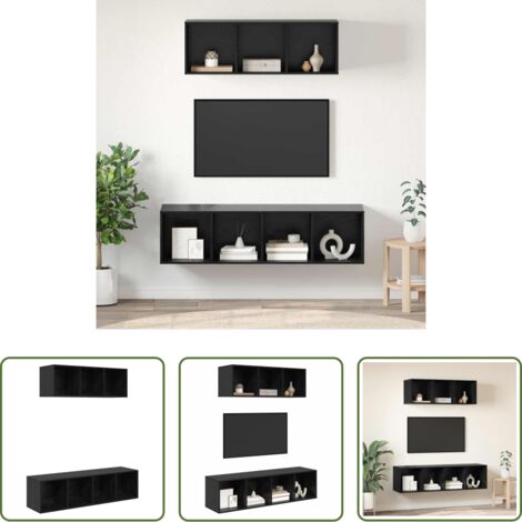 vidaXL Armarios de madera -  Conjunto de mueble de TV 2 pcs Roble Negro Madera contrachapada