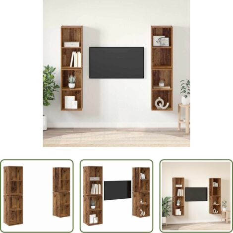 vidaXL Armarios de madera -  Conjunto de mueble de TV 4 pcs Madera Vieja 37 x 37 x 72 cm