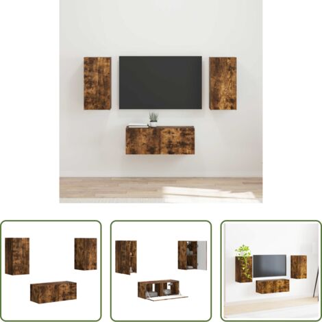 vidaXL Armarios de pared -  Conjunto de mueble de TV 6 pcs Roble ahumado