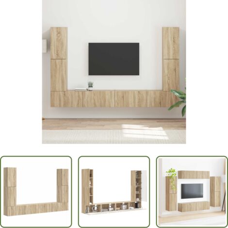 vidaXL Armarios de pared -  Conjunto de mueble de TV 8 pcs Roble Sonoma