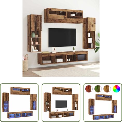 vidaXL Armarios de pared -  Conjunto de mueble de TV Montaje en la pared 6 pcs Madera vieja