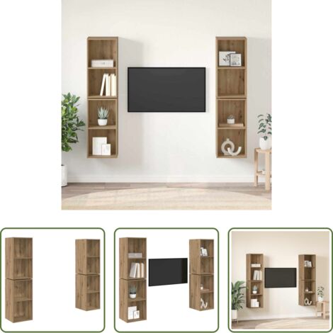 vidaXL Armarios de roble -  Conjunto de mueble de TV 4 pcs Roble artesanal 37 x 37 x 72 cm