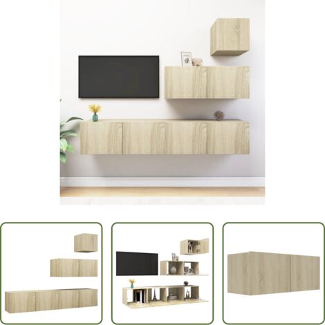 vidaXL Armarios de TV - Juego de muebles de salón 4 piezas roble Sonoma