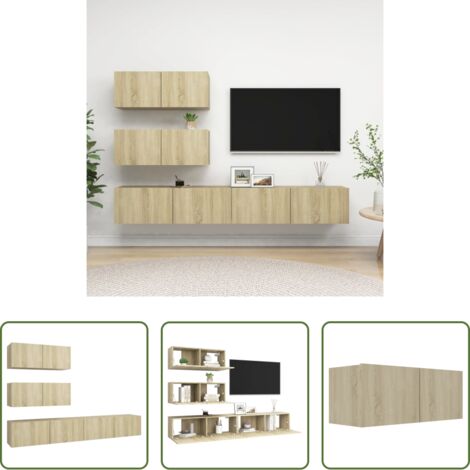 vidaXL Armarios de TV - Juego de muebles de salón 4 piezas roble Sonoma