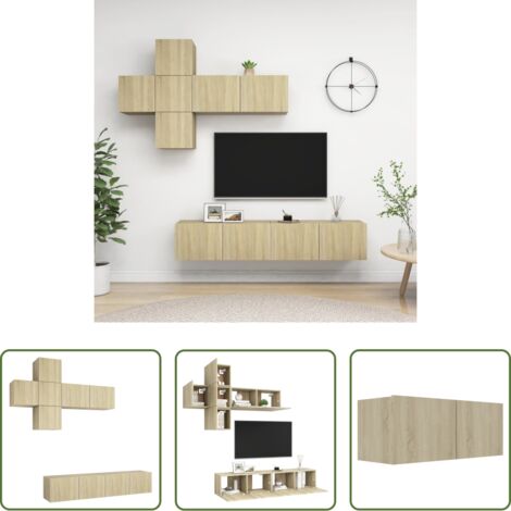 vidaXL Armarios de TV - Juego de muebles de salón 7 piezas roble Sonoma