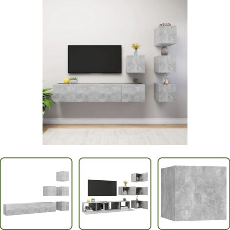 vidaXL Armarios de TV -  Set de muebles de salón 6 pzas madera ingeniería gris hormigón