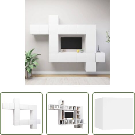 vidaXL Armarios de TV -  Set de muebles de salón TV 10 pzas madera de ingeniería blanco