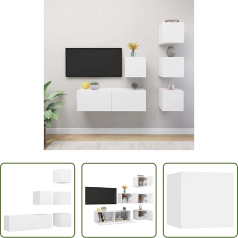 vidaXL Armarios de TV -  Set de muebles de salón TV 5 piezas madera de ingeniería blanco