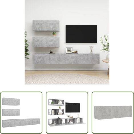 vidaXL Armarios de TV -  Set muebles de salón TV 4 pzas madera ingeniería gris hormigón