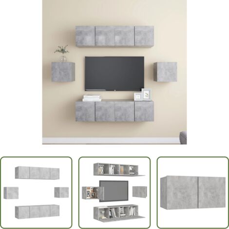 vidaXL Armarios de TV -  Set muebles de salón TV 6 pzas madera ingeniería gris hormigón