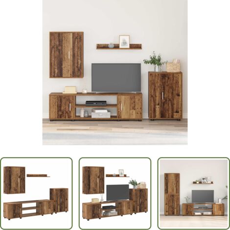 vidaXL Armarios modernos -  Conjunto de mueble de TV Montaje en la pared 4 pcs Madera Vieja