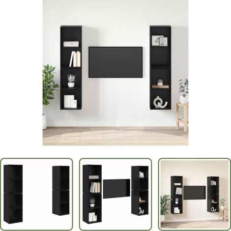 vidaXL Armarios montados -  Conjunto de mueble de TV 4 pcs Roble Negro 37 x 37 x 72 cm