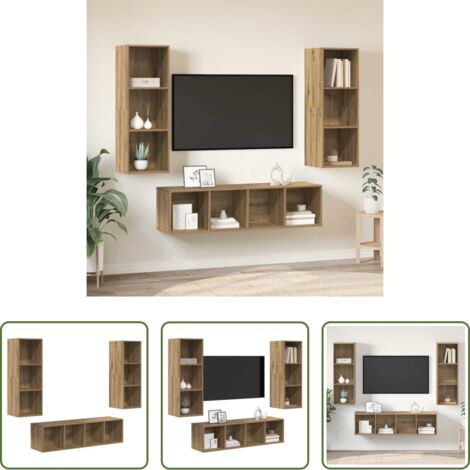 vidaXL Armarios para sala -  Conjunto de mueble de TV 3 pcs Roble artesanal
