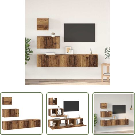 vidaXL Armarios para sala -  Conjunto de mueble de TV 4 pcs Madera envejecida