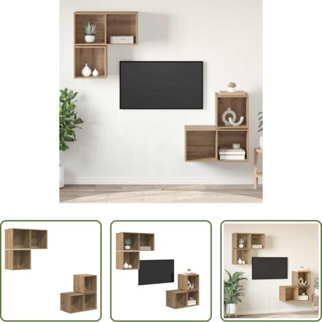 vidaXL Armarios para sala -  Conjunto de mueble de TV 4 pcs Roble artesanal